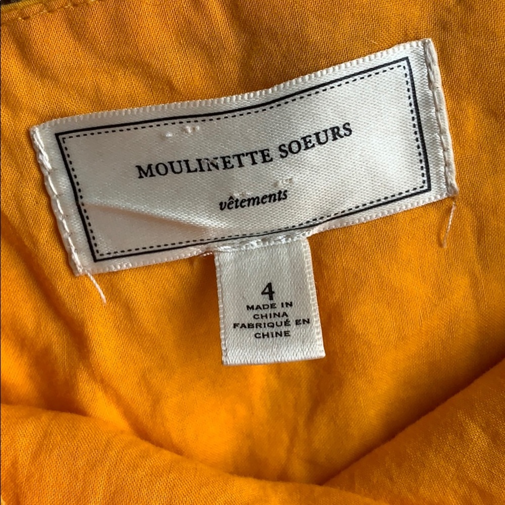 Anthropologie Moulinette Soeurs Marigold yellow dress w/ battenburg lace - Picture 6 of 8